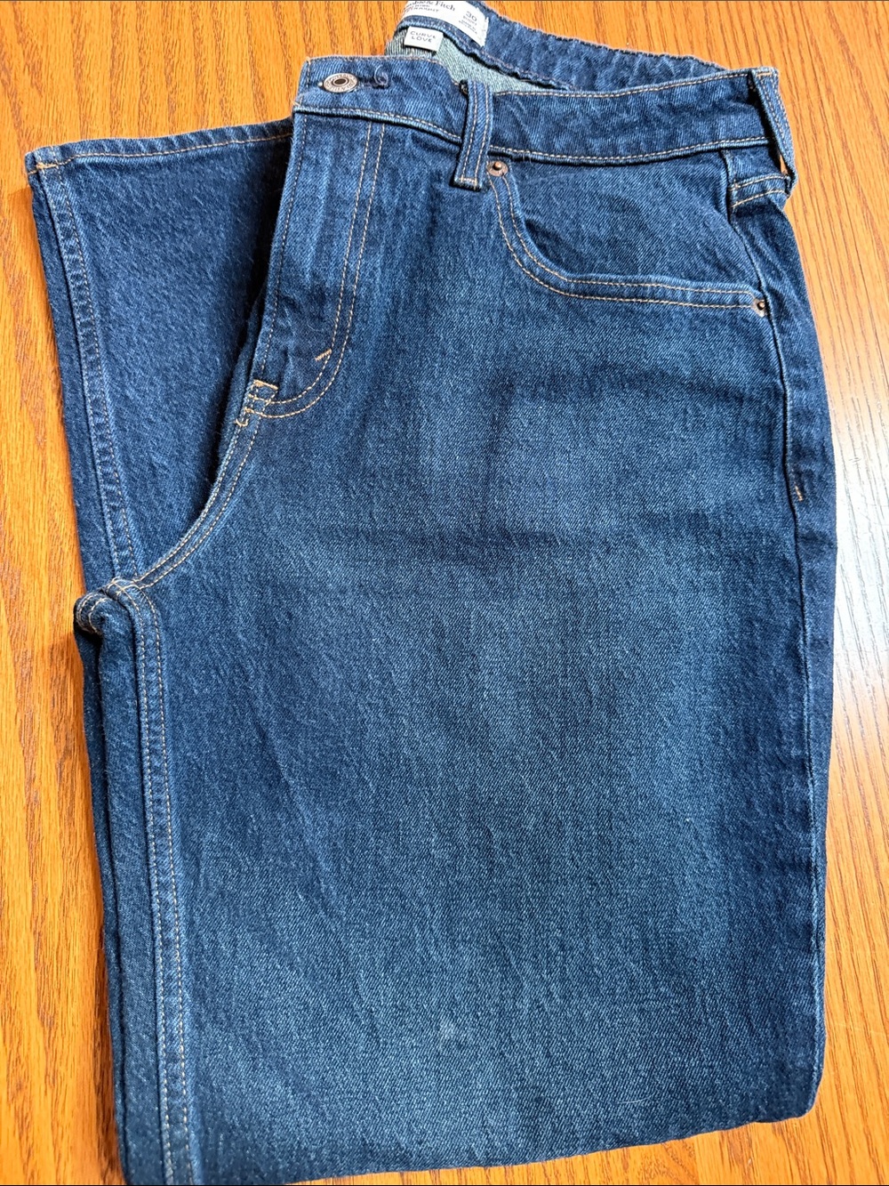 Abercrombie & Fitch Women's Straight Leg Dark Blue Denim Jeans